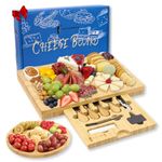 Mosomboo Charcuterie Board Set, Bamboo Cheese Board Set, Charcuterie Boards Gift Set with Knife Set for Entertaining, Housewarming Gifts, Wedding & Bridal Shower Gifts, Christmas & Holiday Gift