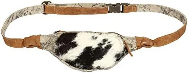 Myra Bag Impression Upcycled Canvas & Cowhide Fanny Pack S-1393