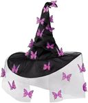 MGupzao Halloween Witch Hat - Halloween Costumes Outfit for Women, Witches hats for Women Adult Attached Butterfly and Veils, Cosplay Costume Halloween Party Favors （Purple）