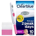 Clearblue 10 Digital Ovulation Tests, Digital Results Vs Visual Ovulation Test Strips, Find Your 2 Peak Days, Get Pregnant Faster, Accurate LH Test, Easy to Use, Free Period Cycle Tracker App
