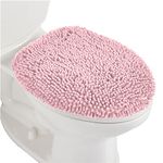 Gorilla Grip Shag Chenille Bathroom Toilet Lid Cover, Machine Wash, Ultra Soft Plush Seat Covers, Large Fabric Covers, 19.5x18.5, Fits Standard Toilet Lids, Bathroom Accessories and Decor, Light Pink