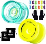 MAGICYOYO K2 Responsive Yoyo for Kids Beginners Yo-Yo with 2 Yoyo Gloves, 2 Yoyo Bags, 12 Yoyo Strings (Crystal Green+Yellow)