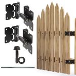 7Penn Self-Closing Black Gate Hinge 2-Pack with Installation Screws and Swing Adjuster Tool – Outdoor Vinyl/Wood Fence