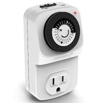 Fosmon 24 Hour Timer Outlet, Timer for Electrical Outlets, Mechanical Indoor Plug-in Timer, Programmable Light Timer Switch, Grow Light Timer, Electric Wall Timer for Lamp, Aquarium, Reptile Lights