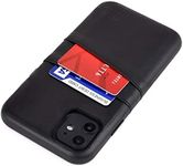 Dockem iPhone 11 Wallet Case: Built-in Metal Plate for Magnetic Mounting & 2 Credit Card Holder Slots (6.1" Exec M2, Synthetic Leather, Black)