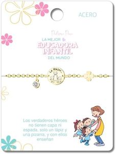 Cotigo Pulseras Profesiones Acero Inoxidable, Ideal Regalos para Mujer, Plateado y Dorado (Educadora infantil - Dorado)