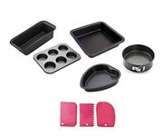 Xacton Carbon Steel Cake Baking and Decoration Tool - 3 Cake Mould,Tray with 1 Bread Mould and 3 Dough Scrapper