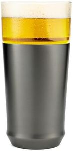 Elevated Craft Hybrid Vacuum Insulated Stainless Steel Base with Removable Pint Glass Insert, Ideal Insulation for Beers & Cold Beverages with Built-in Bottle Opener, Durable & Stylish, Black (16 oz)