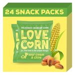 LOVE CORN Sour Cream & Chive Crunchy Corn Snack 20g x 24 Bags – Healthy Snacks Ideal for Gluten Free & Vegan Diets – Low Sugar Alternative for Crisps, Mixed Nuts & Pretzels – Perfect To Graze On