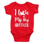 Printmate I Love My Big Brother Red Unisex Short Sleeve Cotton Romper For New Born Baby Boys And Girls -D285