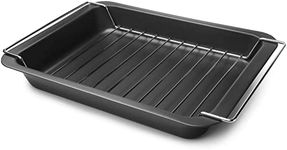 Roasting Tray with Roasting Rack, Carbon Steel with a Non Stick Coating - baking trays for oven - Handles Cooking Set - Oven Dish - Bakeware - Non Stick Baking (Medium - 31.5cm x 21.5cm)