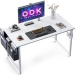 ODK Computer Desk 100 x 48 cm, Small Office Desk for Home Office with Storage Bag, Writing Study Desk for Small Spaces, PC Desks and Workstations, Easy Assembly, White