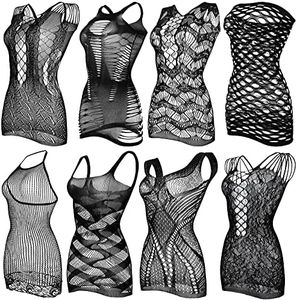 Geyoga 8 Pieces Fishnet Dress for Women Lingerie for Women Fishnet Dress Women Lingerie Fishnet for Women Favor, Black, One Size