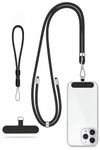 Stvin Phone Lanyard Crossbody with Phone Tabs, Adjustable Anti Theft Phone Strap for All Phones, Premium Metal Buckles, Skin-Friendly, Universal Cell Phone Neck lanyard for Travel (Classic, BLACK)
