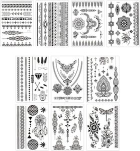 Temporary Tattoo for Women, 10 Sheets Fake Tattoos Black Art Stickers Lace for Adult Girls Waterproof Tattoo Stickers