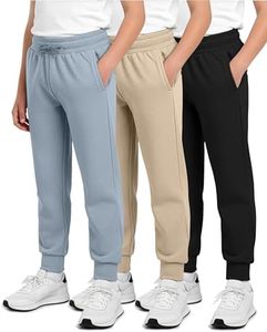 3 Pack: Boys Girls Youth Teen Active Athletic Basic Soft Kids Sports Fleece Jogger Soccer Track Gym Running Slim Pajama Sweatpants Casual Athletic Pantalones Winter Pockets-Set 11,S(8)
