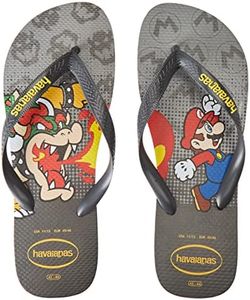 Havaianas Unisex Kid's Mario Bros Flip-Flop, Steel Grey Grey, 7 UK