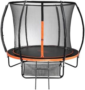 MAZAM 8FT Trampoline Round, Kids Trampolines with Encosure Safety Net & Ladder, Outdoor Trampoline with Bonus Storage Pouch, Recreational Bounce Jumper for Adults, Kids Aged 6 and Above