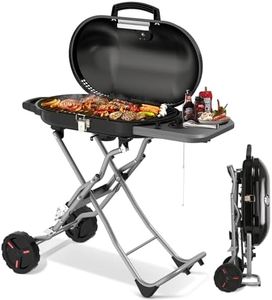 Havato RoadTrip Portable Propane Gas Grill,15,000 BTU BBQ Grill with Top Cover Lid,Folding Legs & 2 Wheels, 406 sq.in. Grilling Areas, Built-in Thermometer, Barbecue Gas Grill for Patio,Party,Orange