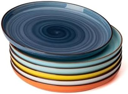 Sweese Dessert Plates, 7.4 Inch Porcelain Round Salad Plates, Appetizer Plates for Kitchen, Small Plates Set of 6, Dishwasher, Oven, and Microwave Safe, Hot Assorted Colors