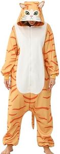 CWDGAGANB Adult Adorable Shorthair Cat Costume Orange Cat Onesie Pajamas Halloween Costumes Cosplay Sleepwear for Women Men L