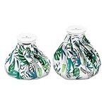 Navaris 2X Hot and Cold Bags - Reusable Ice Bag Hot Water Bottle for Knee, Back, Shoulder - Tropical Leaves Print