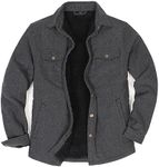 ZENTHACE Mens Shacket Flannel Shirt Jacket for Men Sherpa Fleece Lined Plaid Shirts Long Sleeve Snap Button Up Solid Grey M