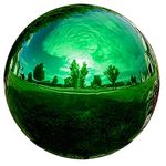 Lily's Home Stainless Steel Gazing Globe Mirror Ball, Colorful and Shiny Addition to Any Garden or Home. Sparkling Green (10 Inch)