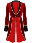 inlzdz Women Red Showman Tailcoat Costume Circus Ringmaster Jacket Carnival Party Fancy Dress Costume Red S