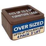 MIIX HOOM 3 or 6 Inch Bed Risers Heavy Duty 4 Packs Brown Square, 7.5cm Furniture Risers - Oversized Bed Raisers Support to 6,600 Lbs - Chair Raisers, Desk Riser Blocks, Sofa Table Couch Risers