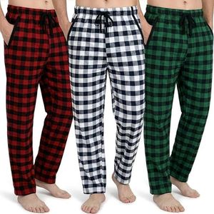 PREDAGEAR Mens Pajama Pants 3-Pack Woven Plaid Cotton Lounge Pants, Breathable Sleep Bottoms with Pockets for Summer