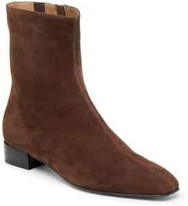 Coutgo Womens Ankle Boots Chunky Low Heel Square Toe Zipper Dress Booties