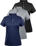 Ullnoy Women Soft Polo Shirts Short Sleeve Dry Fit Golf Shirt for Women Moisture Wicking Athletic Polo Tee 3 Pack Black/Gray/Navy M