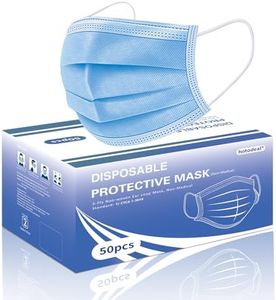 Hotodeal 50 Pcs Disposable Face Masks, Breathable Face Mask 3 Layer Facemask, Lightweight Facial Masks for Adult, Men, Women, Indoor, Outdoor Use