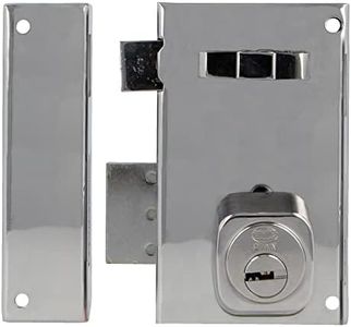 Amig - Cerradura de Sobreponer de Izquierda con Palanca de Cierre, Lengüeta y Tirador para Puertas de Madera Mod. 76 | 67 x 112 mm | Cilindro Europerfil | Acero Plateado