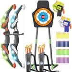 ASTRAEA 2 Pack Bow and Arrow for Kids, LED Light Up Archery Set with Shooting Game Toy & Cup Suction Standing Target for Boys and Girls Age 5 6 7 8 9 10 11+, Indoor Outdoor Activity Gift for Christmas