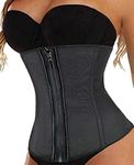 ALINBAIST Waist Trainer Cincher Workout Training Trimmer Slimming Belt Latex Corset Zipper Body Shaper for Women, Black-zip&hooks, XX-Small