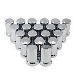 LJ INTERNATIONAL 20pcs Lug Nut Covers 33mm x 3-3/8 inches Chrome Plastic Tube Screw-On Nut Cover with Flange (20)