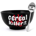 Nefelibata Black Cereal Killer Bowl and Spoon Set Father's Day Man‘s Birthday Retirement Engraved Gift for Him Papa's Grandfather's Uncle's Friend's Present Set of 2