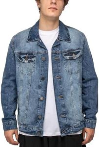 X RAY Mens Denim Jacket, Washed Ripped Distressed Flex Stretch Casual Trucker Biker Jeans Jacket for Men, Medium Blue, 3X-Large