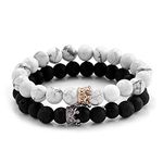 Shining Diva Fashion Distance Couple Natural Stones Reiki/Yoga Healing Beaded Unisex Bracelet for Men and Women (cmb287_9861b_9862b)