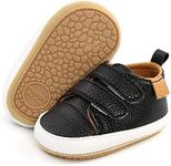 BABSMULY Baby Boys Girls Shoes Non-Slip Rubber Sole High-Top PU Leather Sneakers Infant First Walking Shoes Toddler Crib Shoes Newborn Loafers Flats.(Black, 12-18 Months)