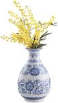Navaris Blue and White Vase - Antique Chinoiserie Vases - Blue and White Pattern Chinoiserie Decor - Ceramic Centrepieces for Flowers, Floral Porcelain Chinese Pottery
