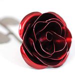 Hand-Forged Wrought Iron Red Metal Rose - Valentine's Day Gift