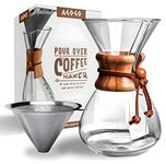 AGOGO Pour Over Coffee Maker Set Drip Pot with 304 Stainless Steel Filters 10 Cups