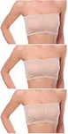 Venbond 3Pack Women's Seamless Bandeau Crop Tube Top Bra Strapless Padded Brarette (M, Solid Nude)