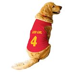 Ruse Pet Good Girl Jersey No.4 Printed Round Neck Sleeveless Dog Vest Tank T-Shirt/Tees Apparel/Clothes/Tees Gift for Dogs(Red) Large (Desi/Stray, Doberman etc.)