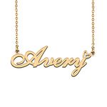 18K Gold Plated Name Necklace Avery for Women Heart Pendant Jewelry Gifts