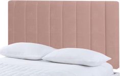 Portland Headboard Divan Bed Bedroom Decor Hotel Furniture Plush Velvet Fabric (Pink, 3ft Single)