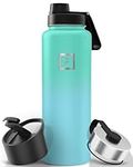 IRON °FLASK Sports Water Bottle - 40 Oz 3 Lids (Wide Spout Lid), Leak Proof - Stainless Steel Gym & Sport Bottles for Men, Women & Kids - Double Walled, Insulated Thermos, Metal Canteen